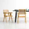 set kursi cafe kayu jati natural - pierre mence armchair