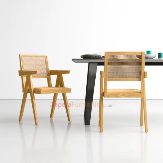 set kursi cafe kayu jati natural - pierre mence armchair