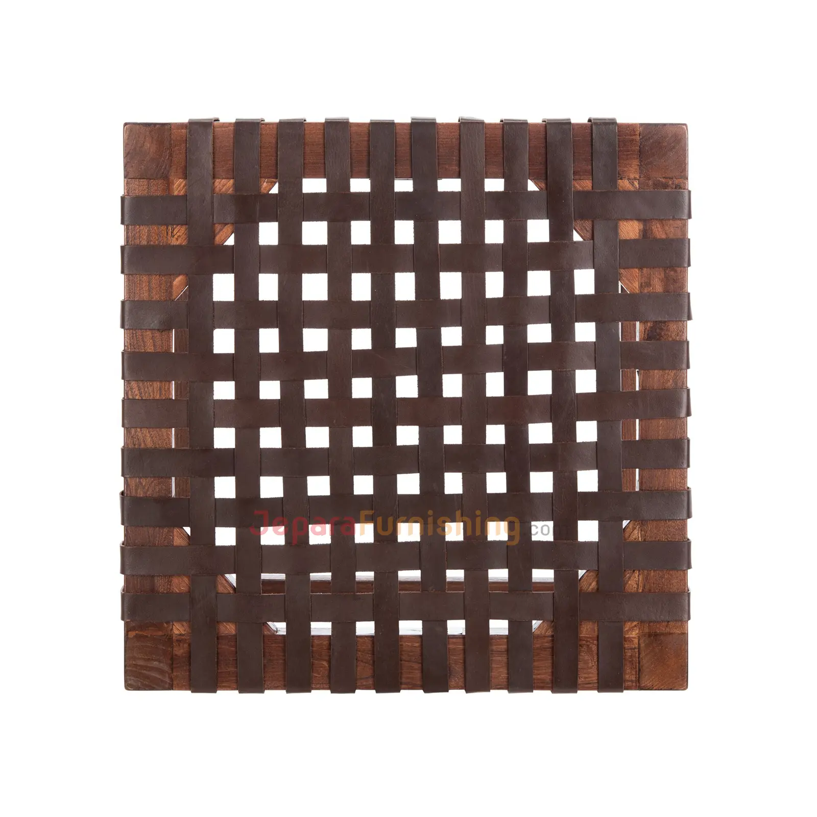 Boluv Bar Stool Genuine Leather Minimalis - Walnut