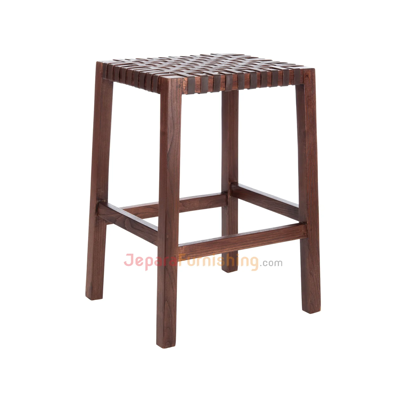 Boluv Barstool Genuine Leather Minimalis - Walnut Jati