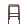 Boluv Barstool Genuine Leather Minimalis - Walnut Kayu Jati