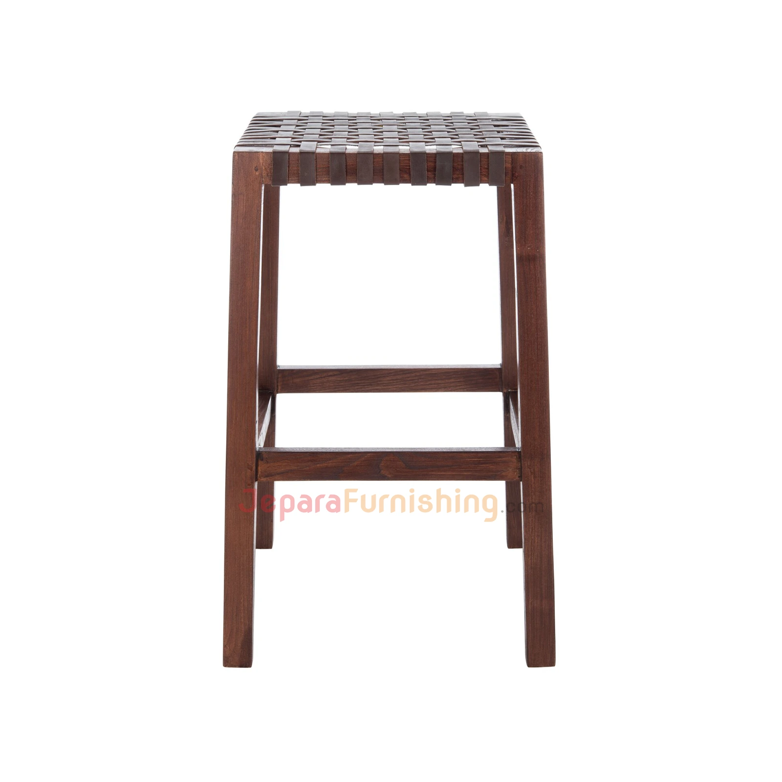 Boluv Barstool Genuine Leather Minimalis - Walnut Kayu Jati