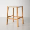 Boluv Barstool Genuine Leather Minimalis White - Kayu Jati