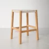 Boluv Barstool Genuine Leather Minimalis White - Kayu Solid