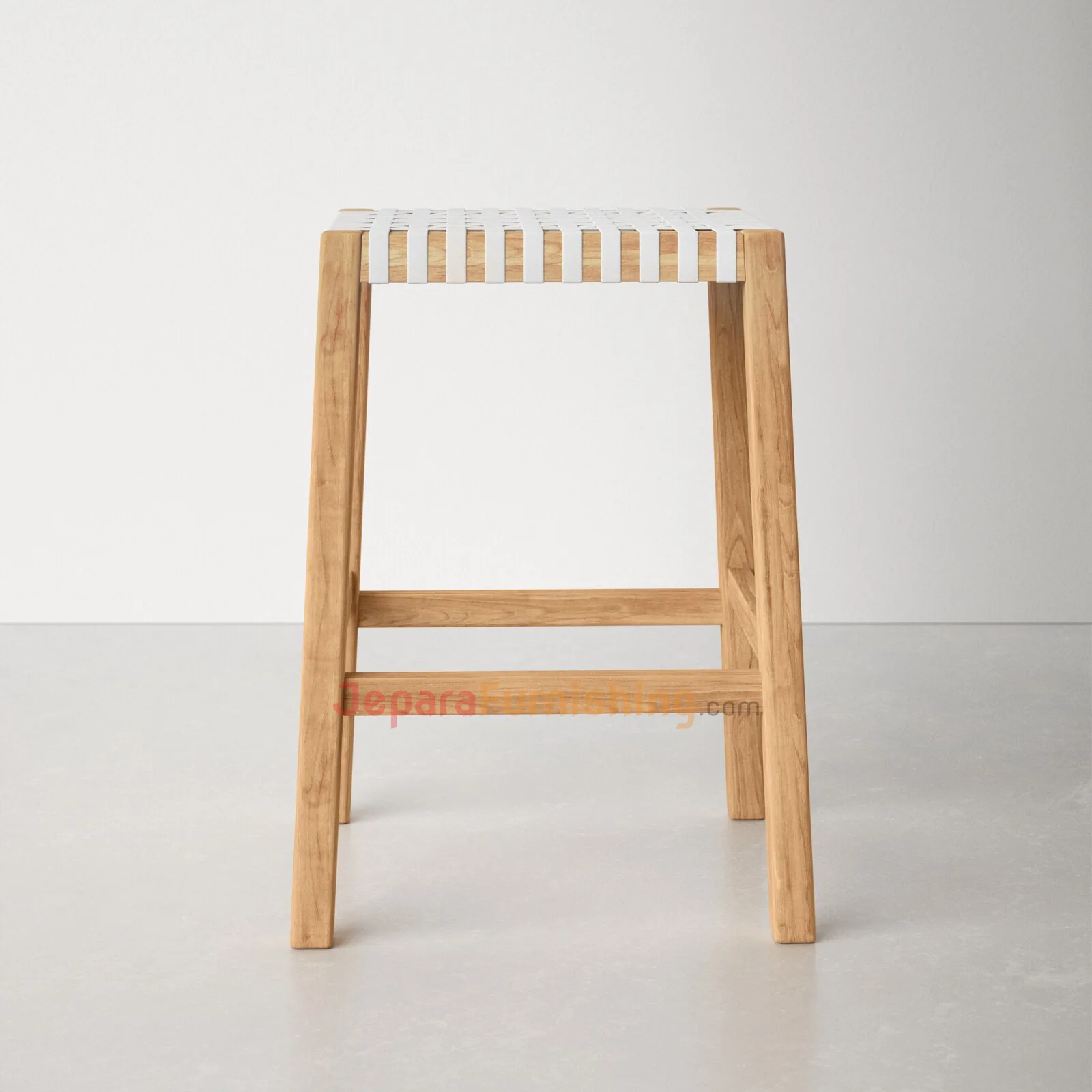 Boluv Barstool Genuine Leather Minimalis White