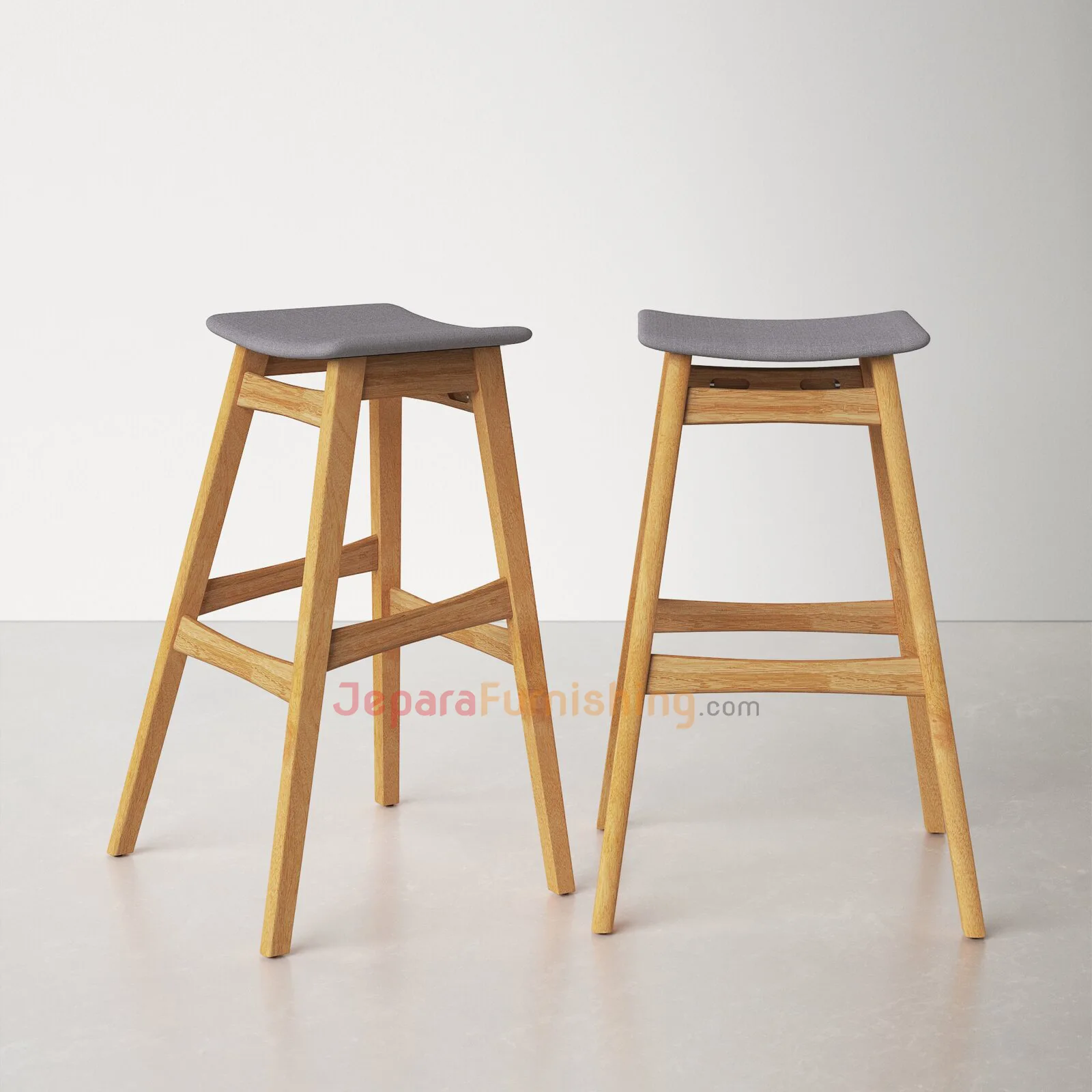 Canan Barstool Natural & Gray - Kursi Bar Minimalis Modern
