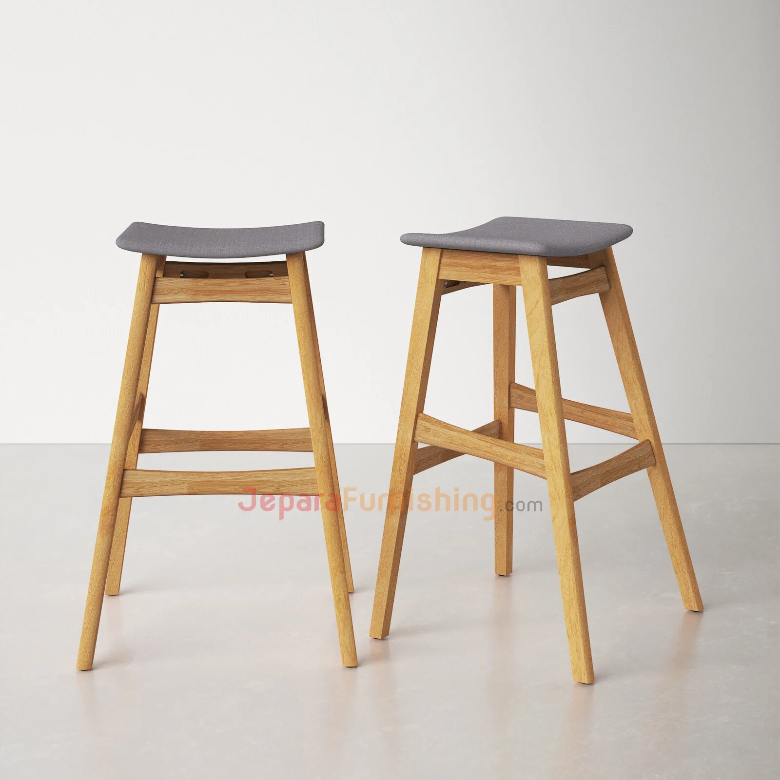 Canan Barstool Natural & Gray - Kursi Bar Minimalis