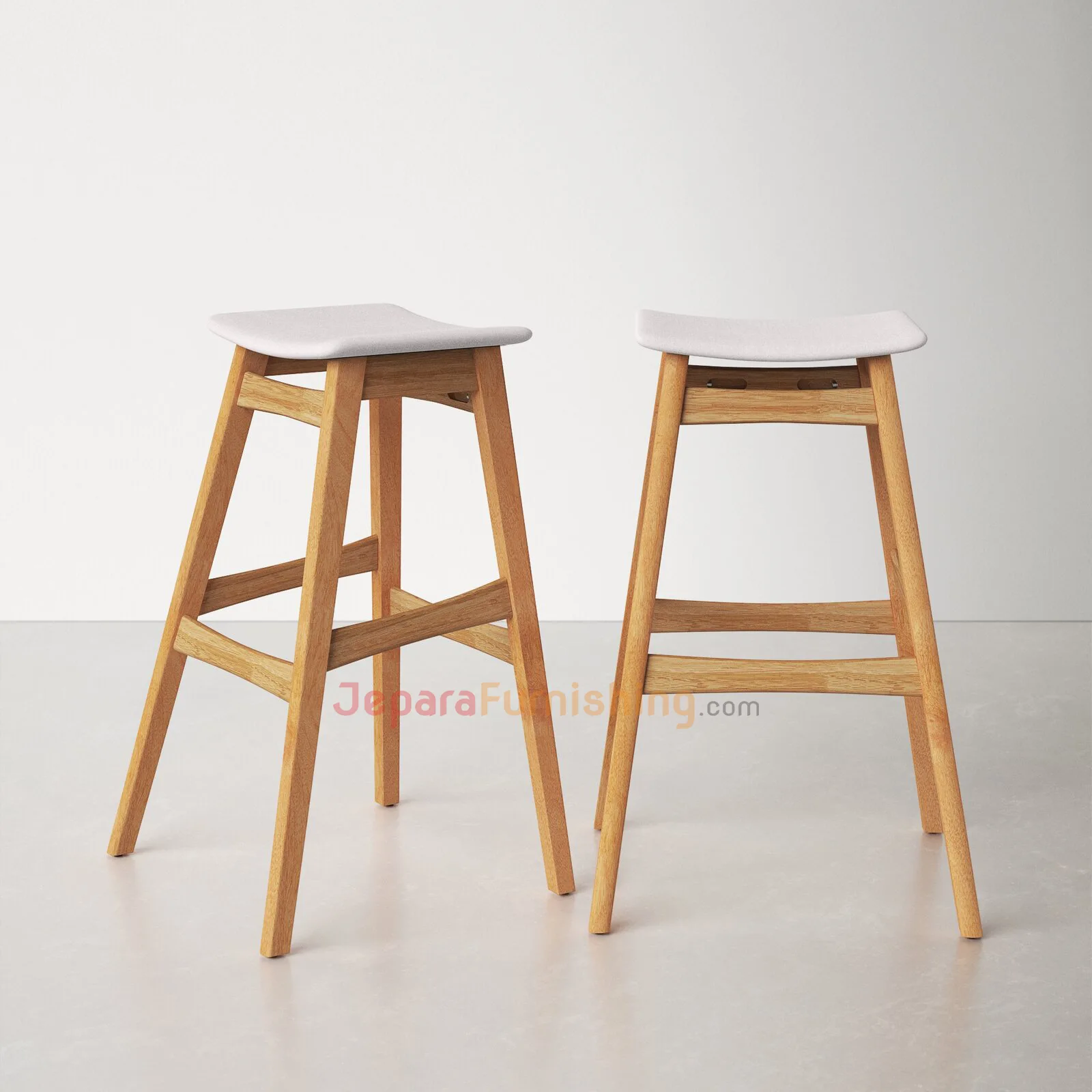 Canan Barstool Natural & White - Kursi Bar Minimalis Modern