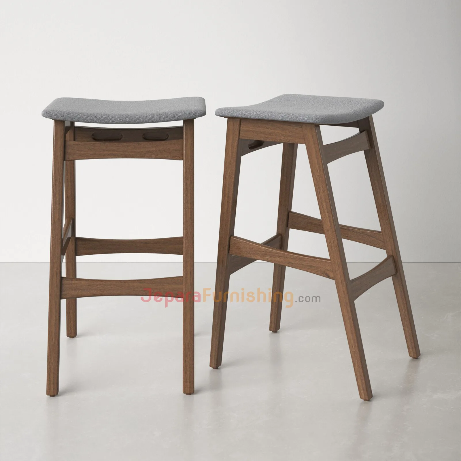 Canan Barstool Walnut & Grey - Kursi Bar Minimalis
