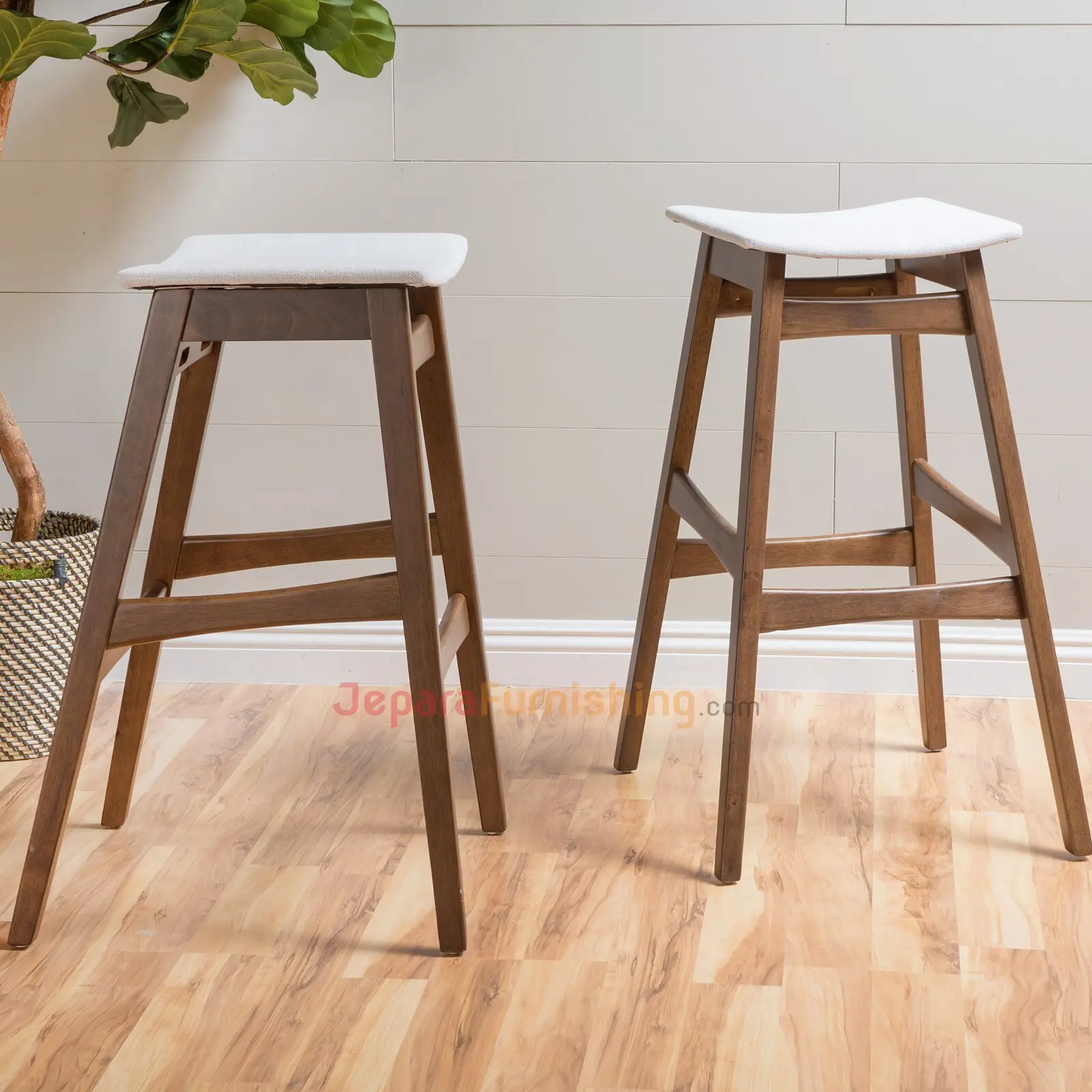 Canan Barstool Walnut & White