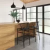 Relida Black Rattan (Hitam) - Kursi Bar Minimalis Modern Kayu Jati