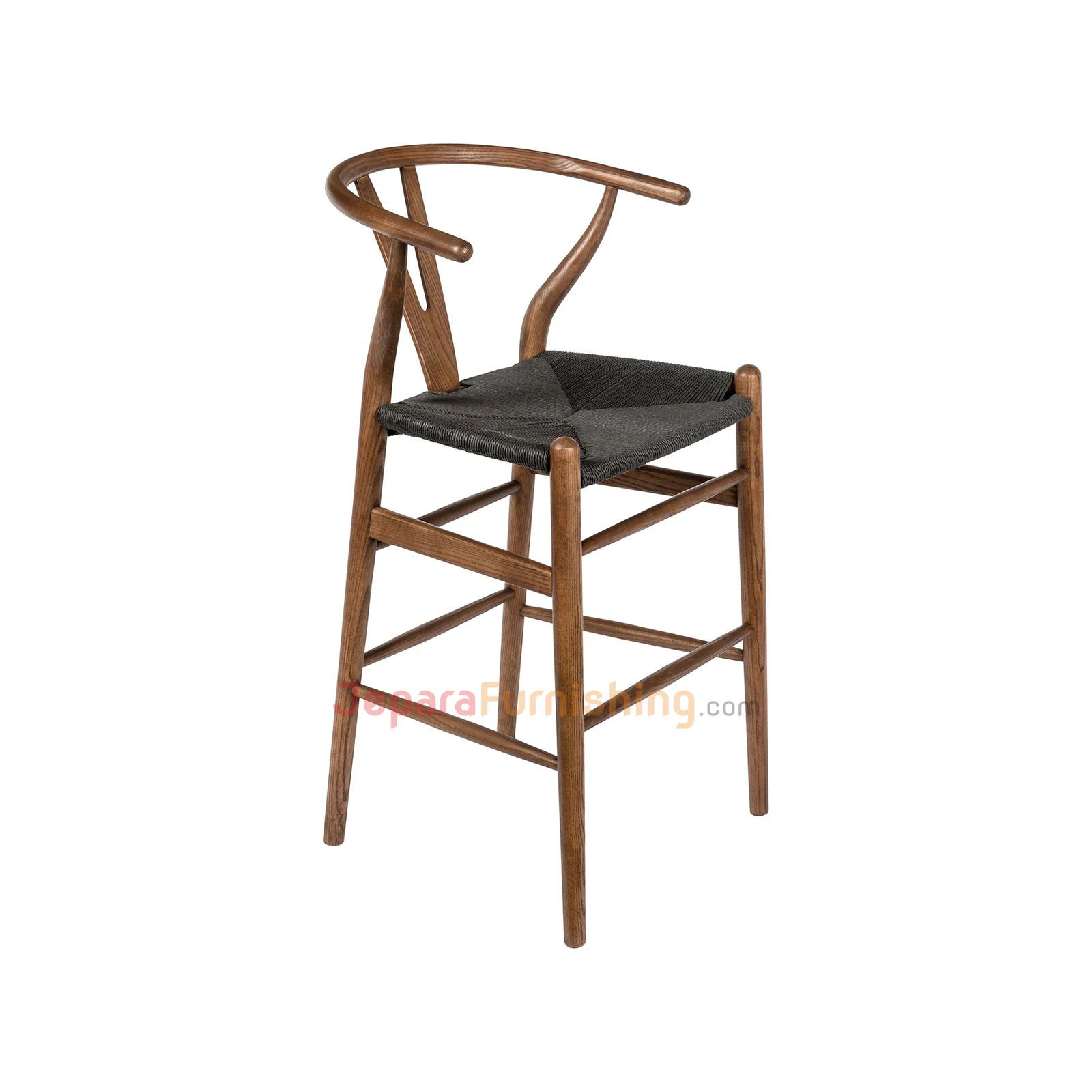 Relida Black Rattan (Walnut) - Kursi Bar Minimalis Modern Jati