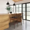 Relida Black Rattan (Walnut) - Kursi Bar Minimalis Modern Kayu Jati
