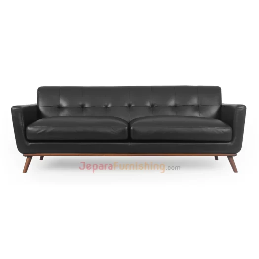 Furniture Jepara - JeparaFurnishing.com 124 Juki Black Leather Sofa Modern