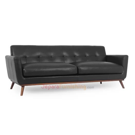 Furniture Jepara - JeparaFurnishing.com 125 Juki Black Leather Sofa Modern