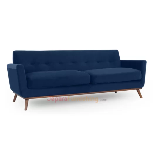 Furniture Jepara - JeparaFurnishing.com 121 Juki Royal Blue Velvet Sofa Modern Minimalis