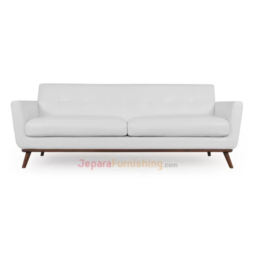 Furniture Jepara - JeparaFurnishing.com 126 Juki White Leather Sofa Modern